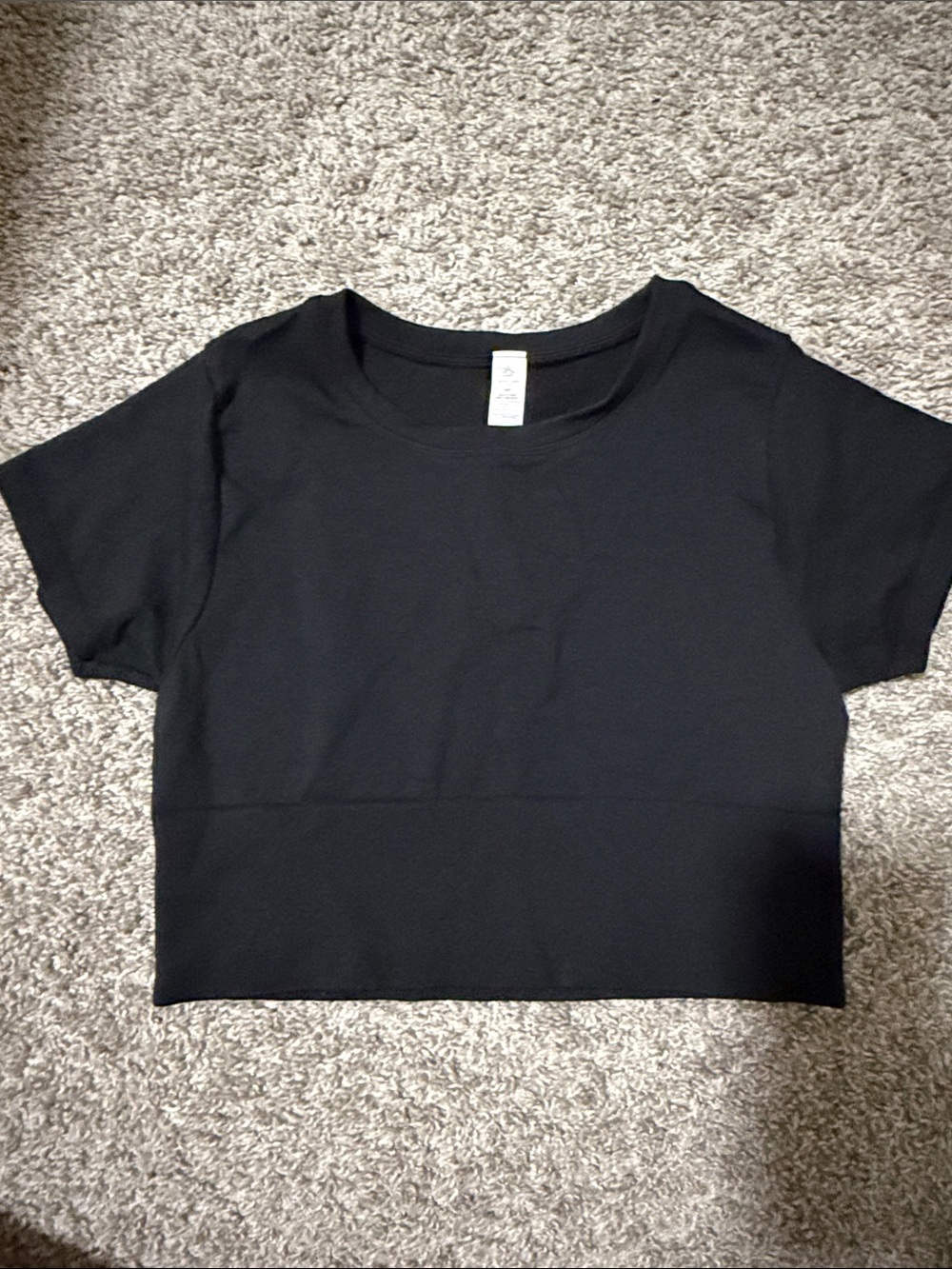 aerie Black Short Sleeve Crop Top